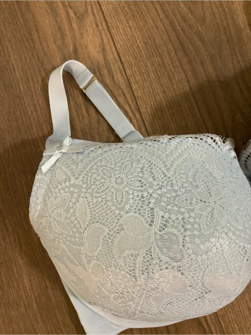 Cacique Boost Balconette Bra Light Blue Lace With Pantie Set Size 42F 18/20